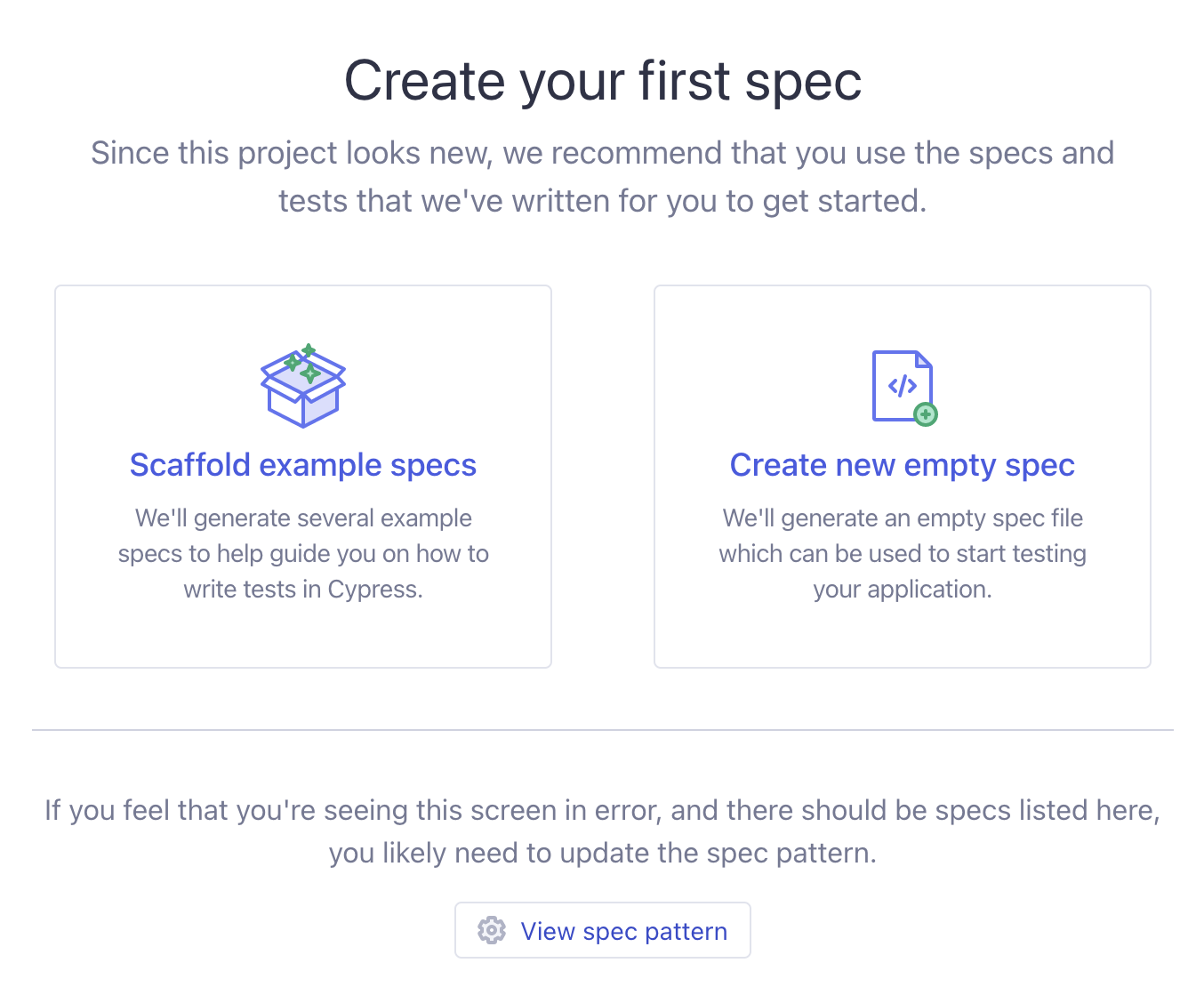 Cypress Create First Spec