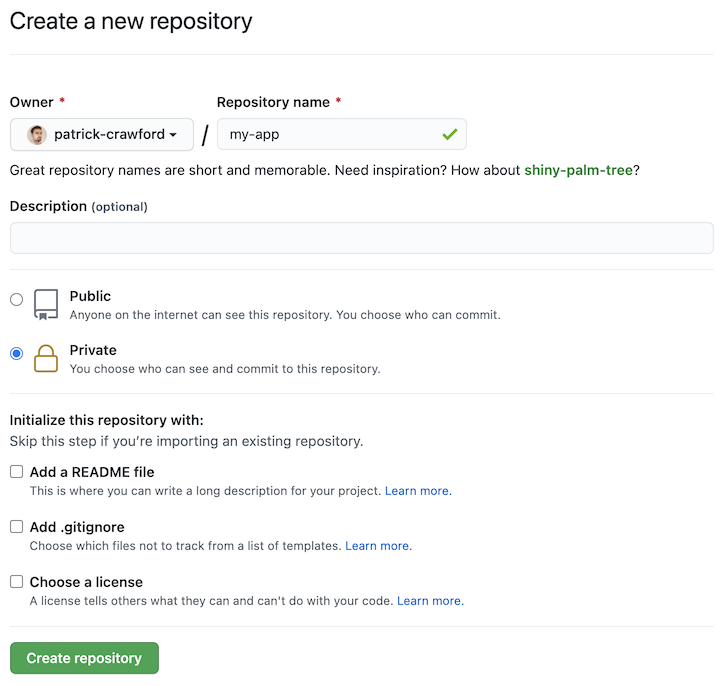 New repository page screenshot