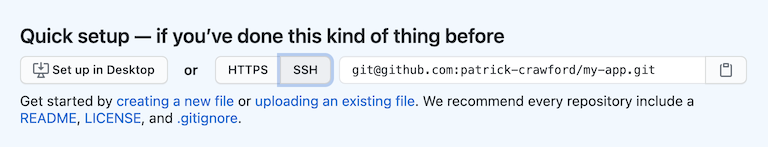 Quick setup page screenshot