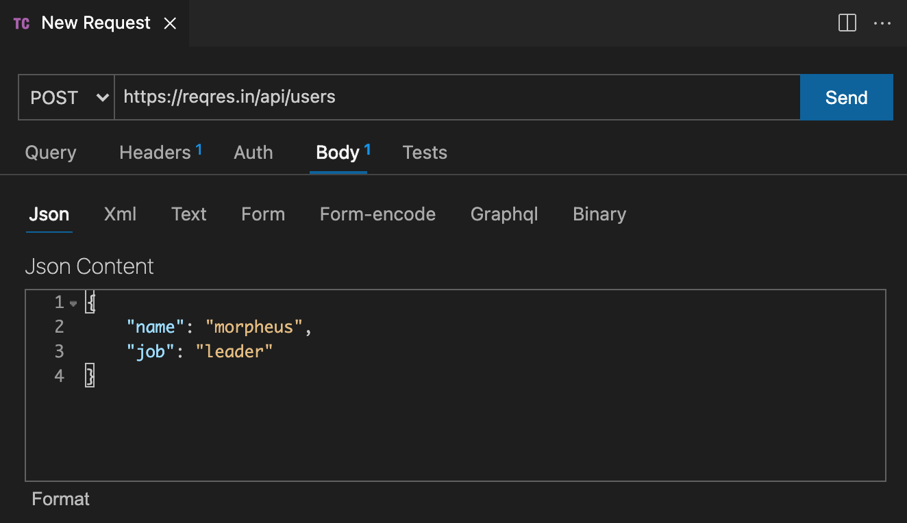Simple POST request, body